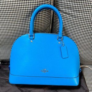 COACH Peacock Blue Satchel Bag with "Duster" and Shoulder Strap
